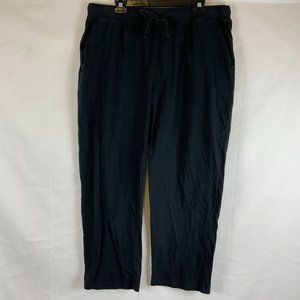 Tommy Bahama Lounge Pants XL Black Drawstring Waist Pockets Wide Leg